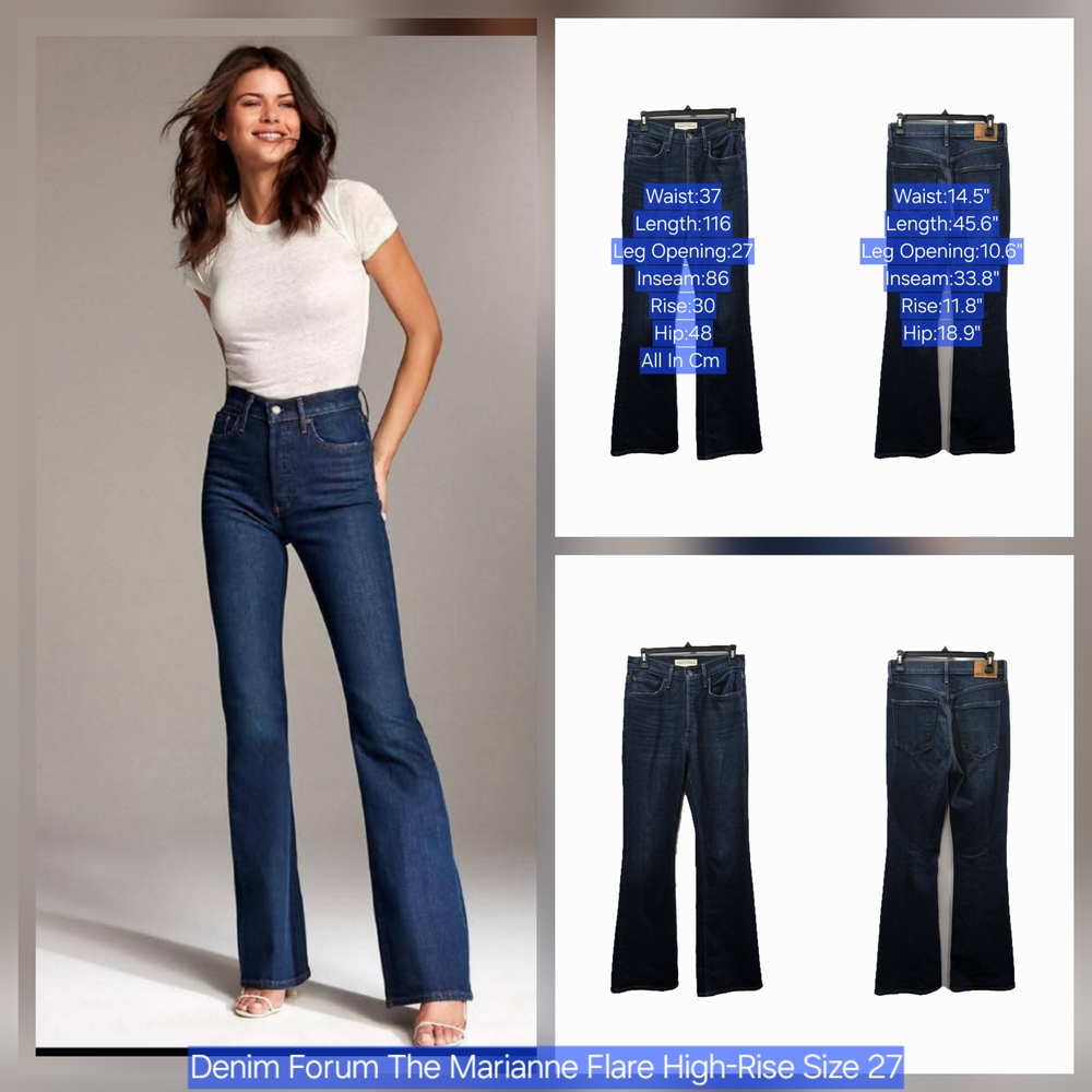 Denim Forum Marianne High-Rise Flare Jeans - Dark Blue